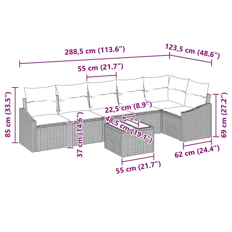 Ensemble de canapé de jardin 7 pcs Beige et Gris clair - 13