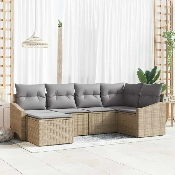 Ensemble de salle à manger pour jardin avec coussin 6 pcs