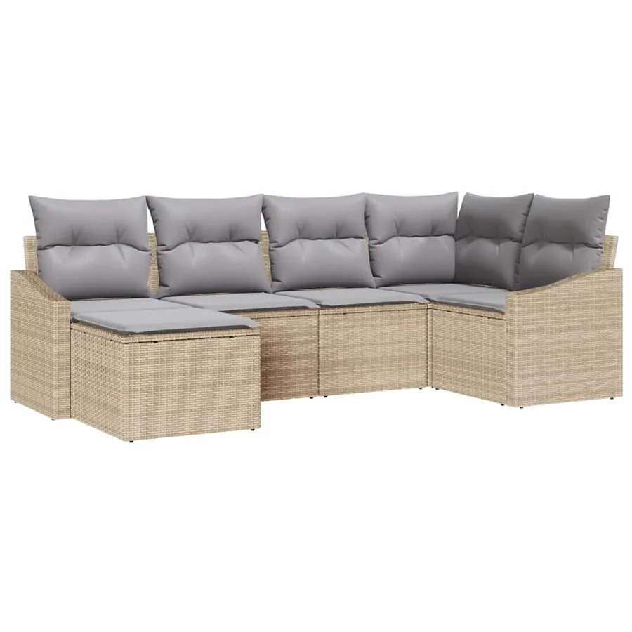 Ensemble de salle à manger pour jardin avec coussin 6 pcs - 2
