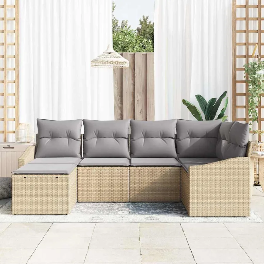 Ensemble de salle à manger pour jardin avec coussin 6 pcs - 3