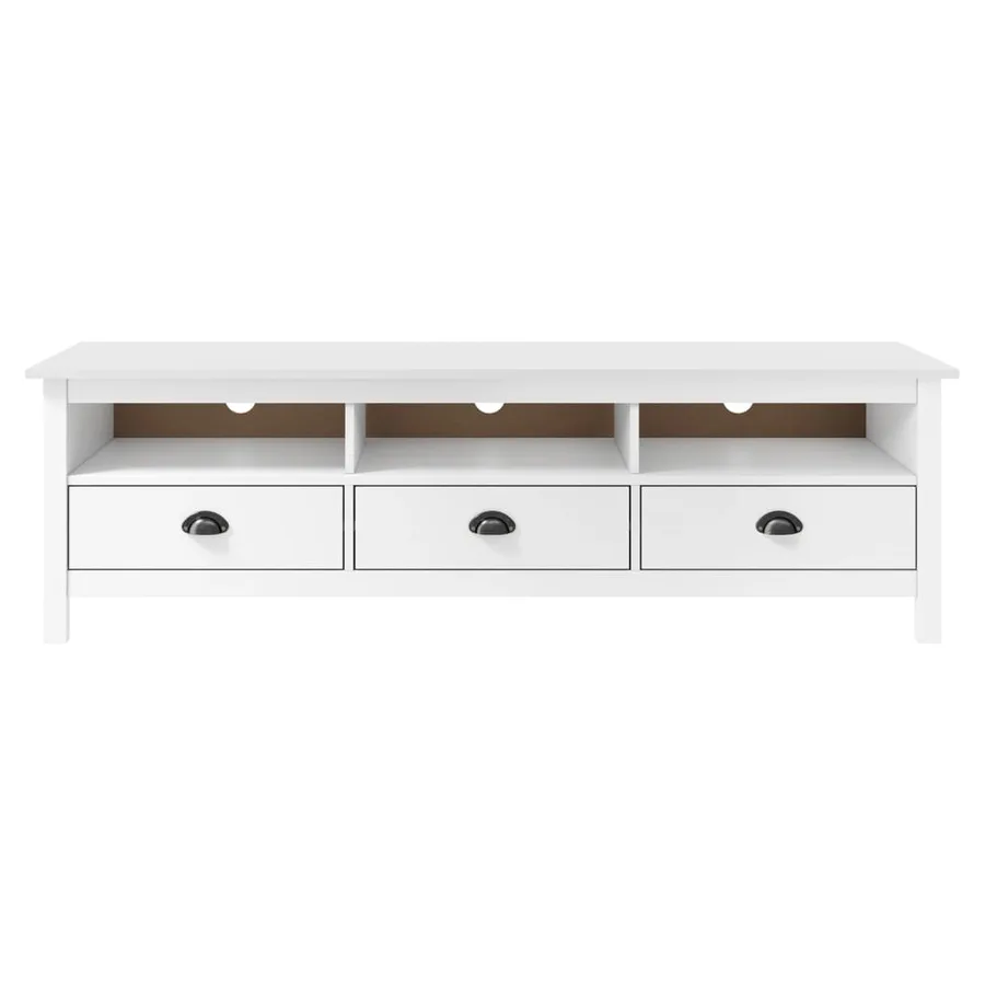 Meuble TV Hill Range Blanc 158x40x47 cm Bois de pin solide - 2