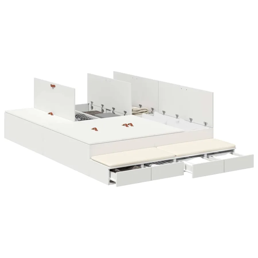 Cadre de lit avec rangement Blanc 160 cm Bois d'ingénierie - 3