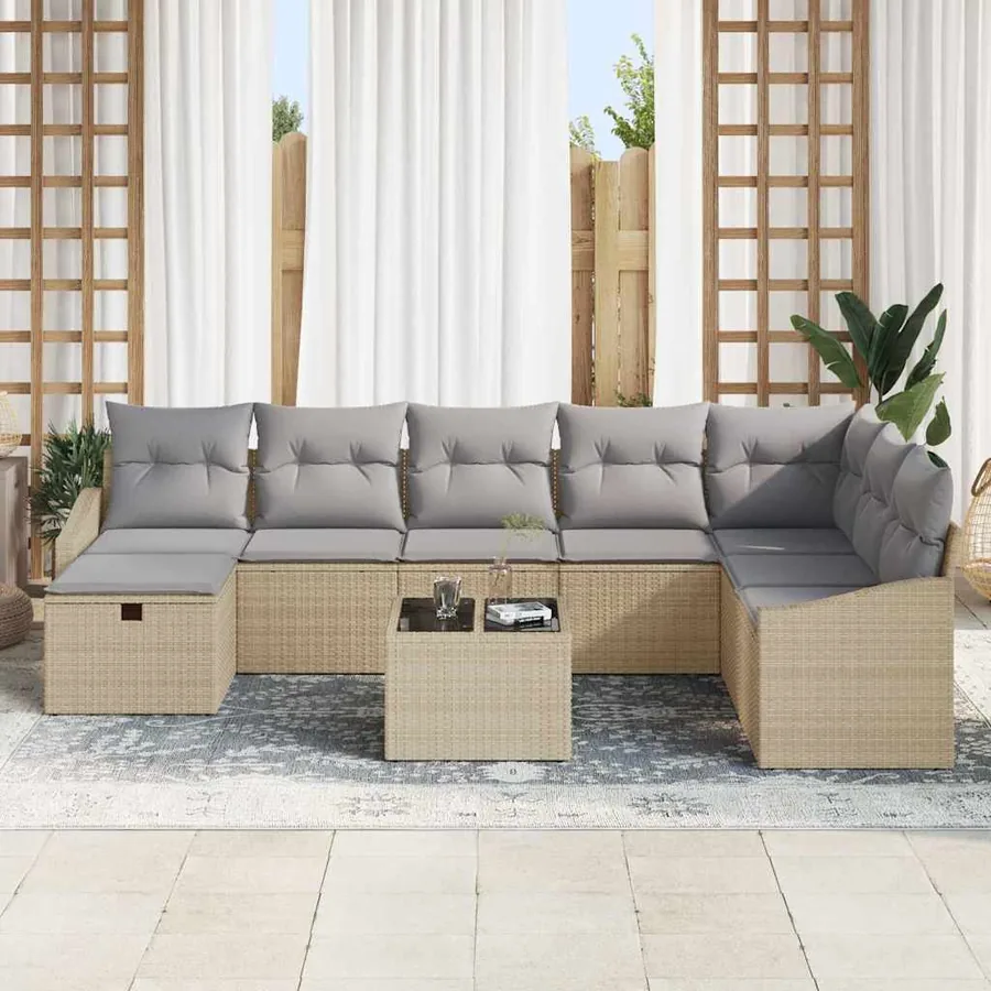 Ensemble de Canapés avec coussin 8 pcs polyrotin - 3