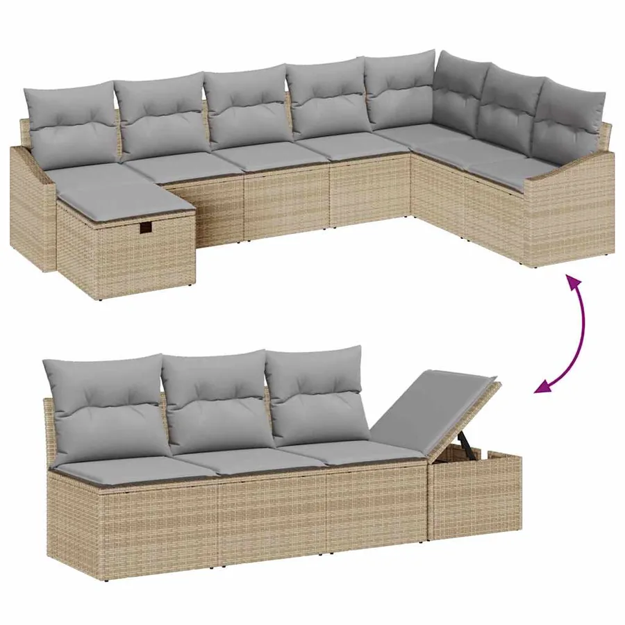 Ensemble de Canapés avec coussin 8 pcs polyrotin - 9