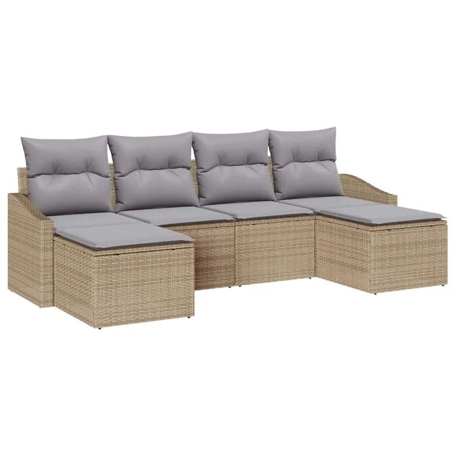 Ensemble de salle à manger pour jardin avec coussin 6 pcs - 2