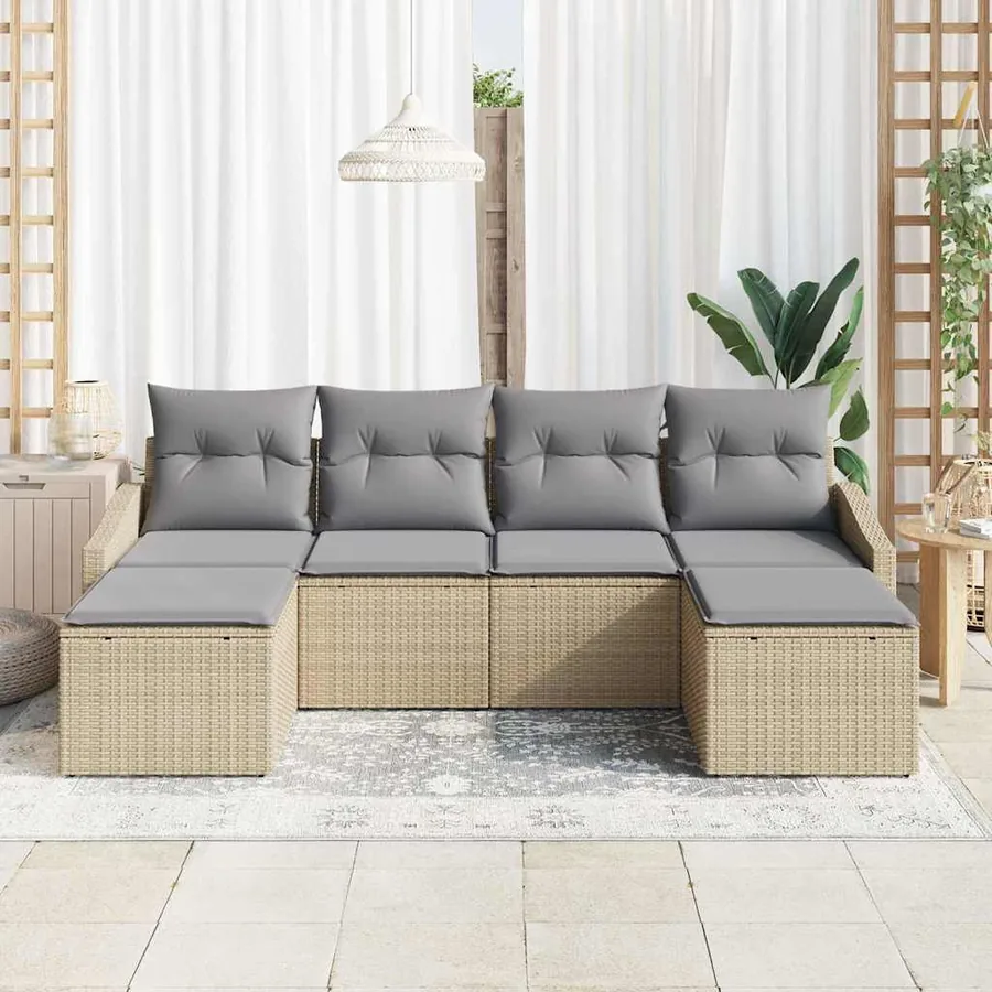 Ensemble de salle à manger pour jardin avec coussin 6 pcs - 3