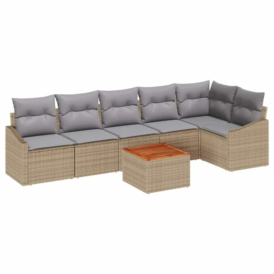 Ensemble de canapé de jardin 7 pcs Beige et Gris clair - 2