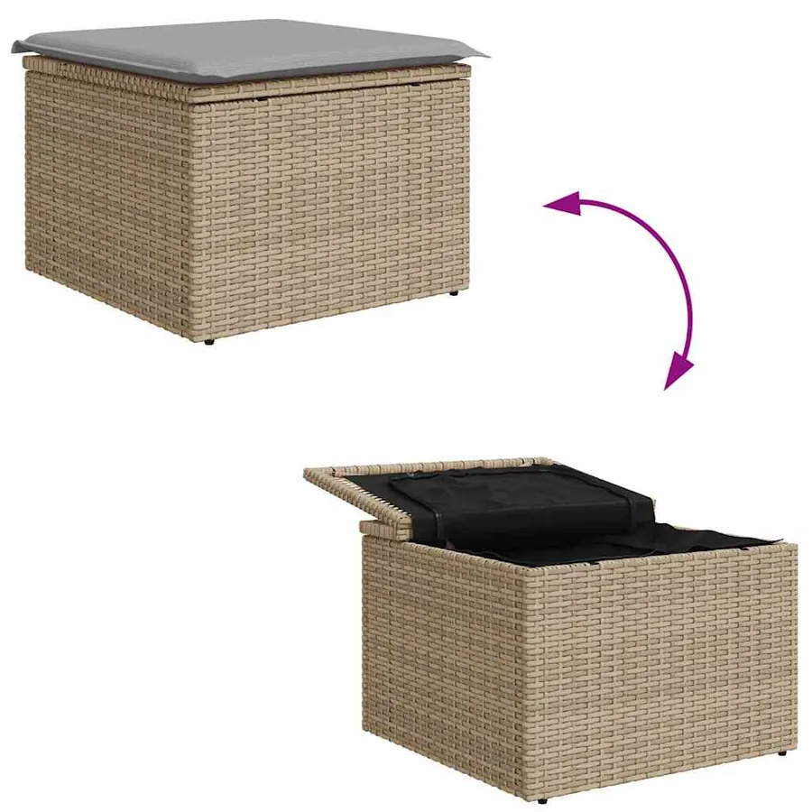 Ensemble de Canapés 5 pcs Beige et Gris clair polyrotin - 11