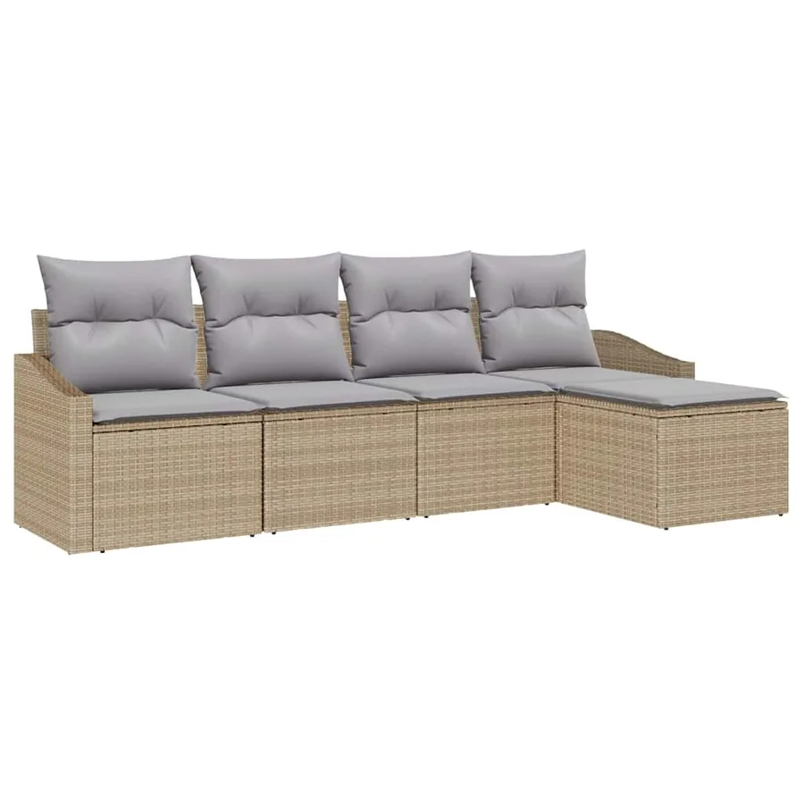Ensemble de Canapés 5 pcs Beige et Gris clair polyrotin - 2