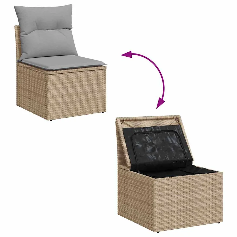 Ensemble de Canapés 5 pcs Beige et Gris clair polyrotin - 8