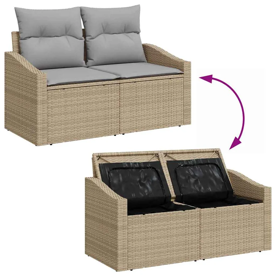 Ensemble de Canapés 5 pcs Beige et Gris clair polyrotin - 9