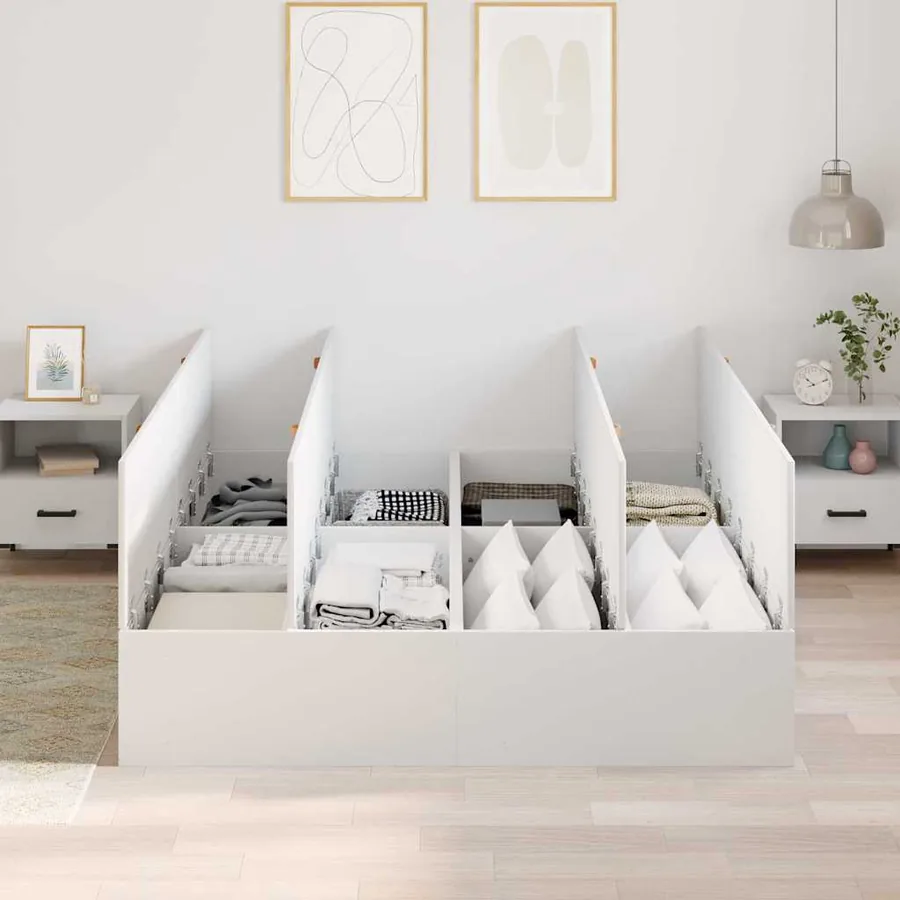 Cadre de lit avec rangement avec stockage Blanc 160 x 200 cm - 3