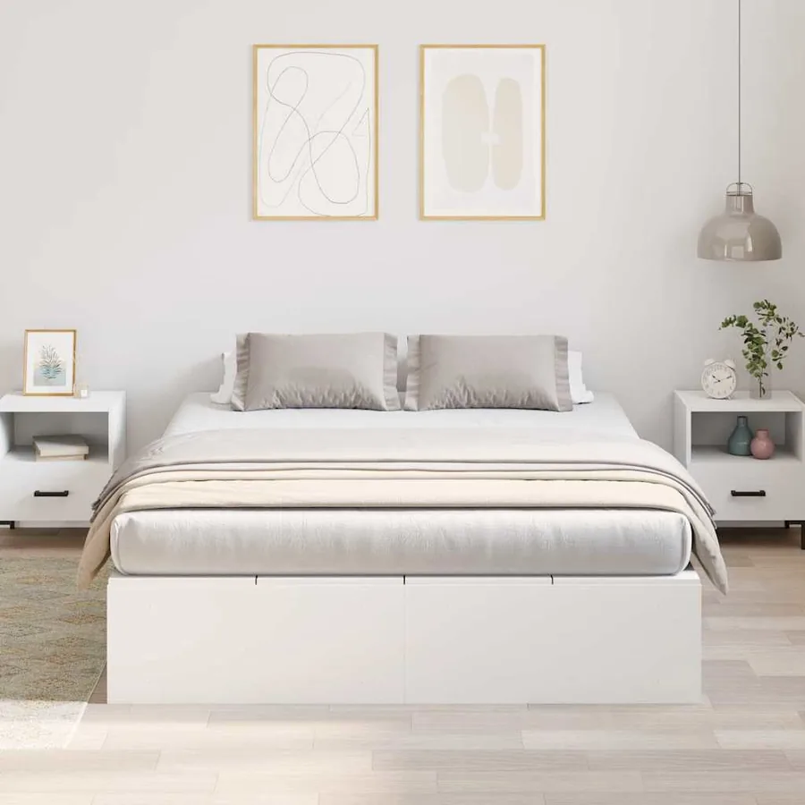 Cadre de lit avec rangement avec stockage Blanc 160 x 200 cm - 4