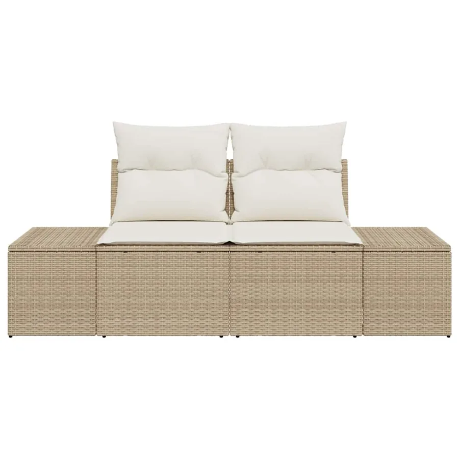 Canapé de jardin avec coussin Beige 184 x 62 x 69 cm polyrotin - 4