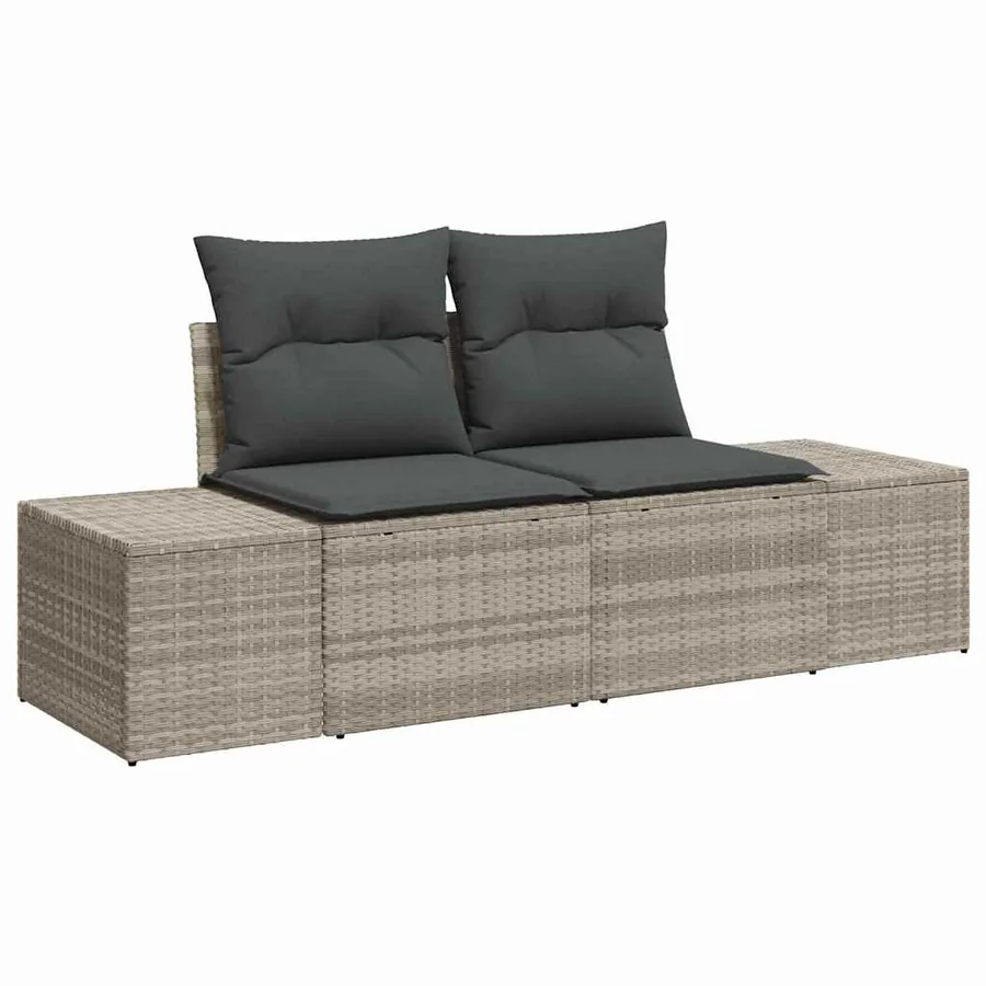 Ensemble de canapé de jardin 6 pcs Gris clair polyrotin - 4