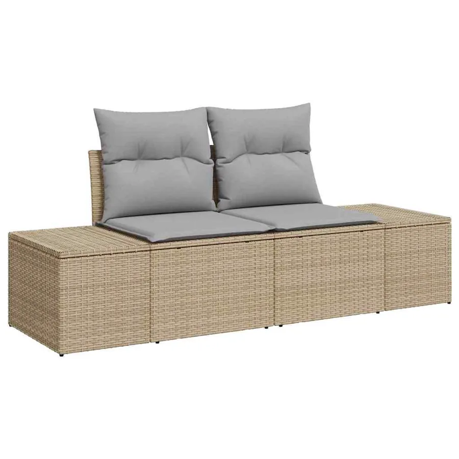 Ensemble de Canapés 5 pcs Beige et Gris clair polyrotin - 4