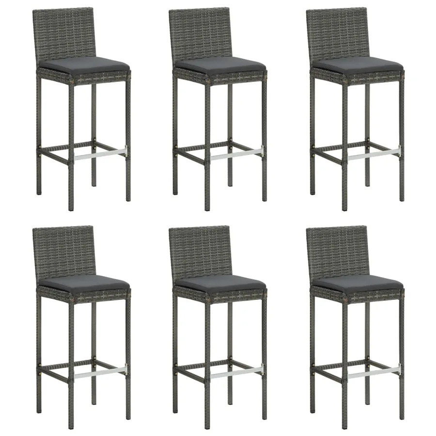 Ensemble de bar de jardin 7 pcs avec coussins Gris - 7