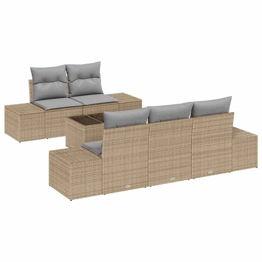 Ensemble de canapé de jardin avec coussin Beige polyrotin - 2