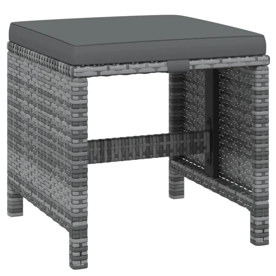 Ensemble à manger de jardin coussins 19 pcs Résine tressée Gris - 10