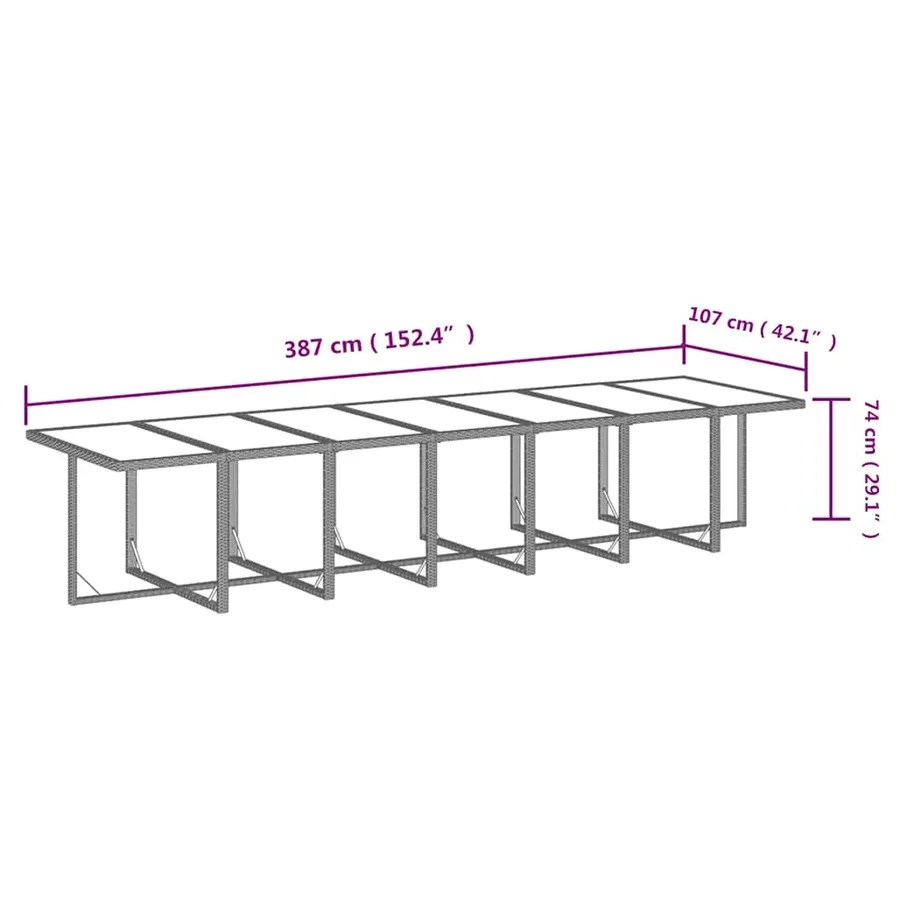 Ensemble à manger de jardin coussins 19 pcs Résine tressée Gris - 13