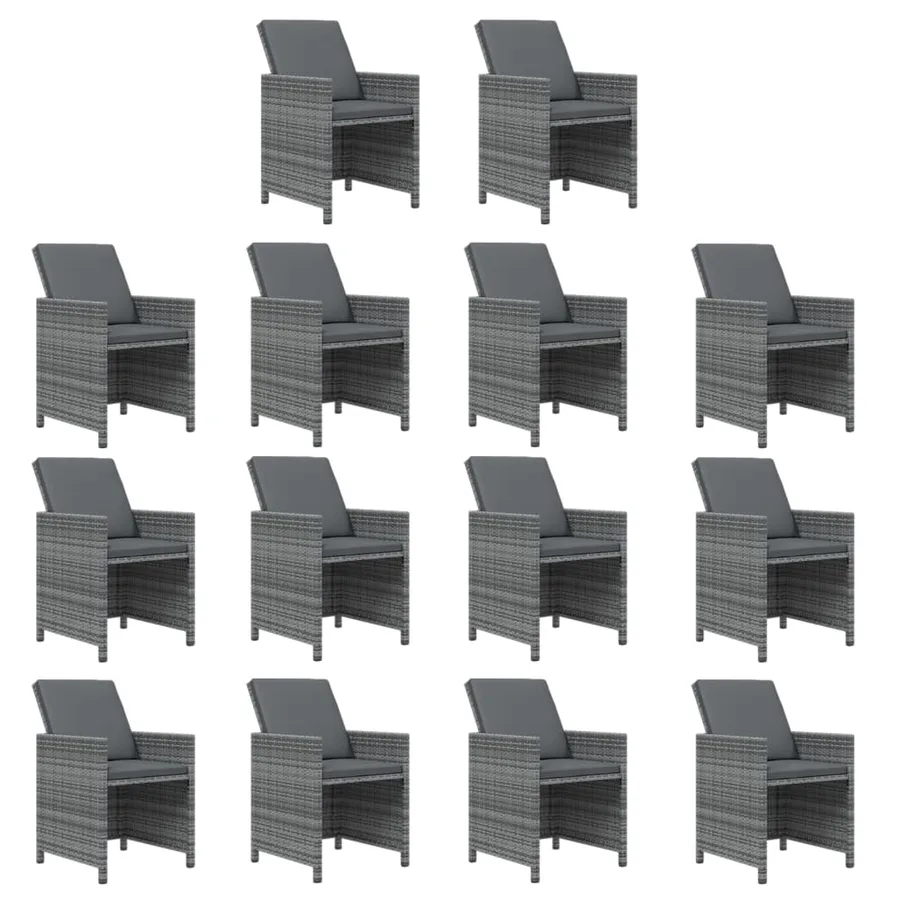 Ensemble à manger de jardin coussins 19 pcs Résine tressée Gris - 4