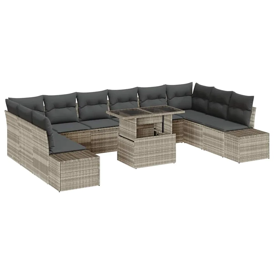 Ensemble de canapé de jardin avec coussin 11 pcs Gris clair - 2