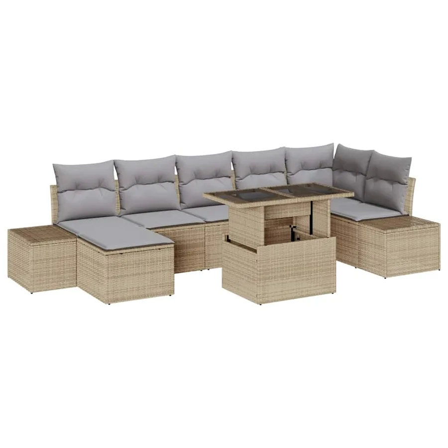 Ensemble de canapé de jardin 8 pcs beige et gris clair - 2
