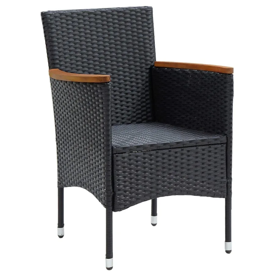 Ensemble à dîner de jardin avec coussins 5 pcs poly rotin noir - 5