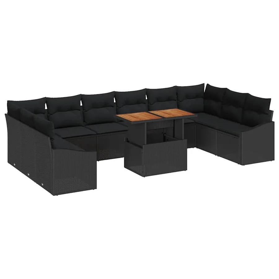 Ensemble de canapé de jardin 11 pc Noir et Marron - 2