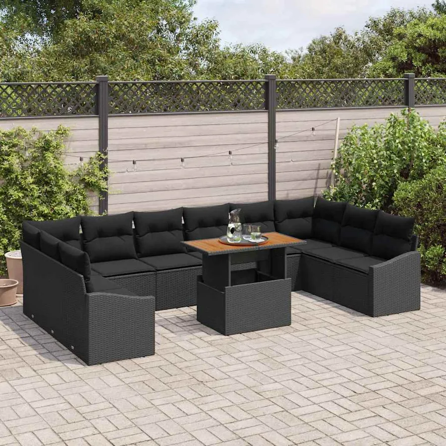 Ensemble de canapé de jardin 11 pc Noir et Marron - 3