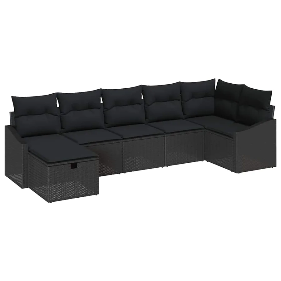 Ensemble de Canapés avec coussin avec stockage Noir polyrotin - 2