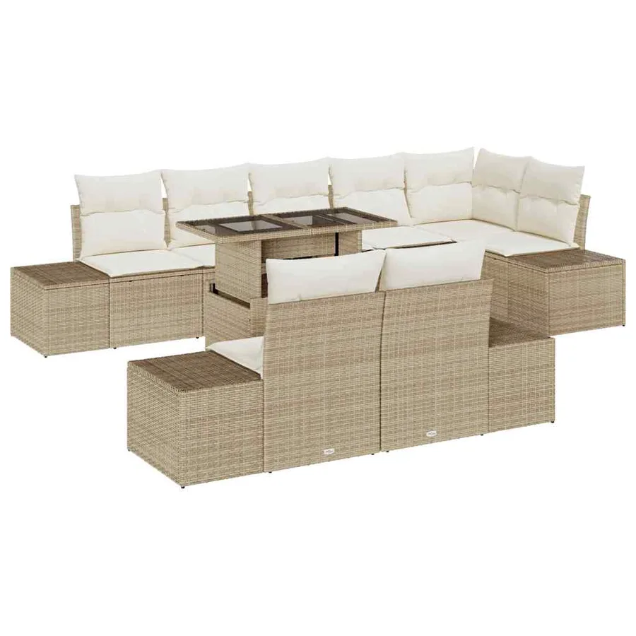 Ensemble de canapé de jardin avec coussin 9 pcs beige et crème - 2
