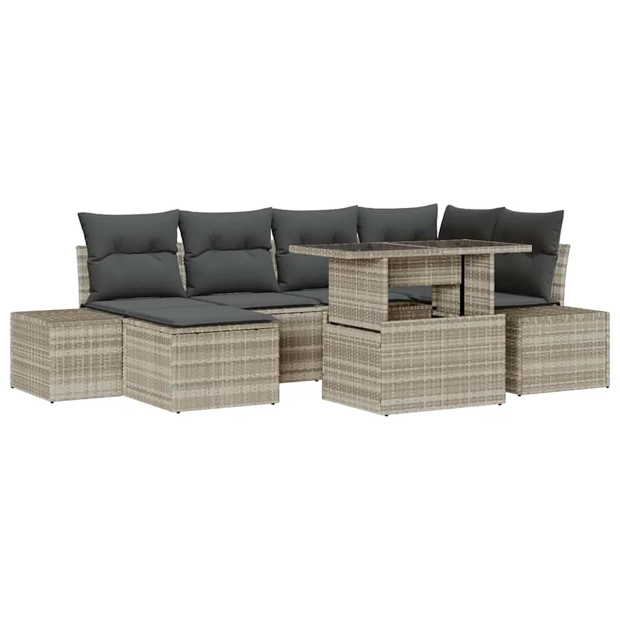 Ensemble de canapé de jardin avec coussin 7 pcs Gris clair - 2