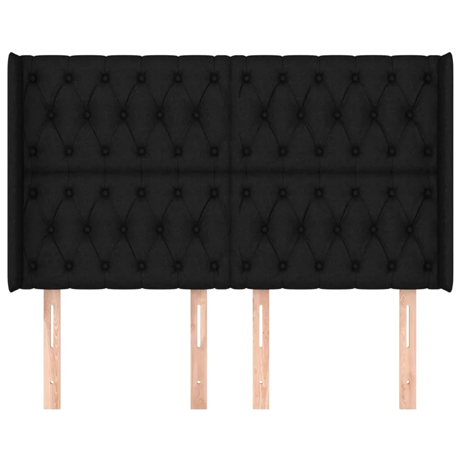 Tête de lit avec oreilles Noir 147x16x118/128 cm Tissu - 3