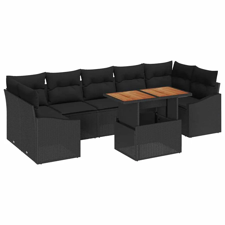 Ensemble de canapé de jardin 8 pc Noir et Marron - 2