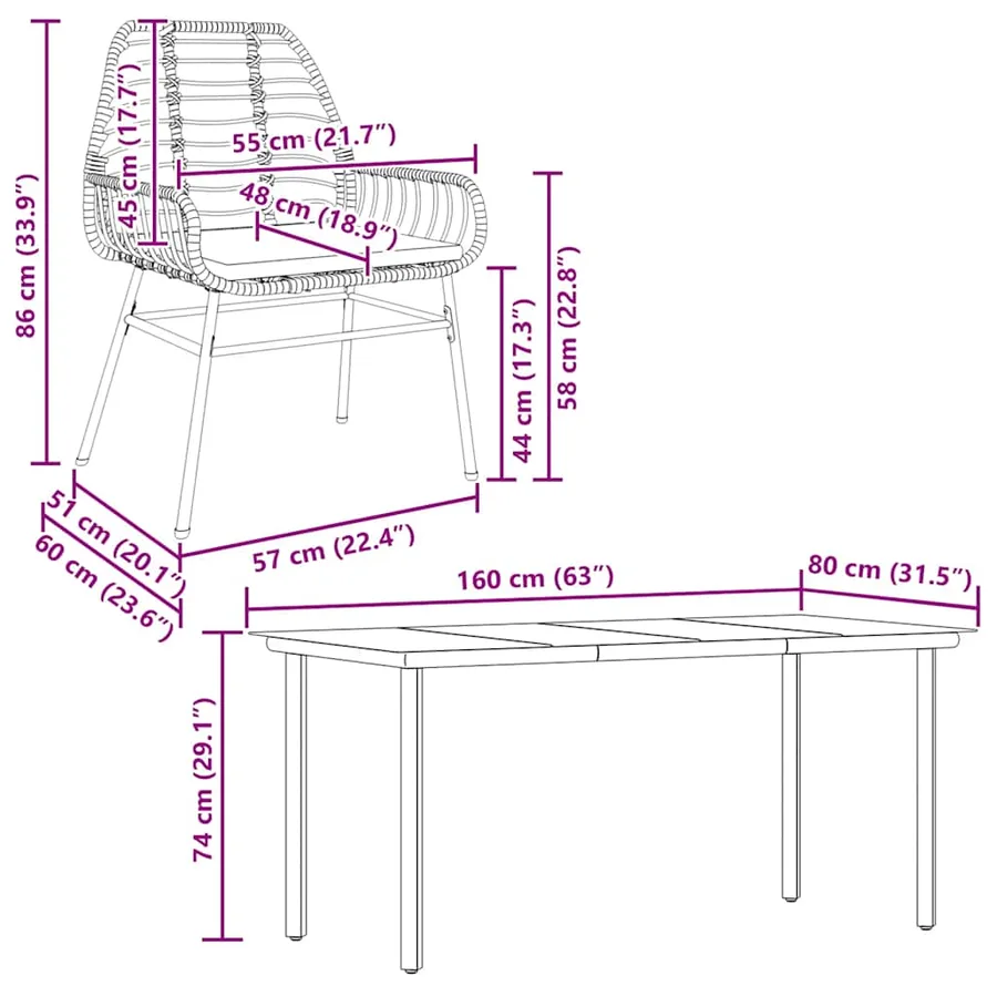 Ensemble à manger de jardin et coussins 5 pcs noir rotin verre - 10