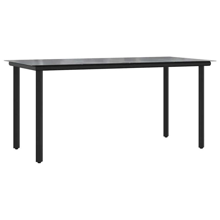 Ensemble à manger de jardin coussins 7pcs noir poly rotin verre - 5