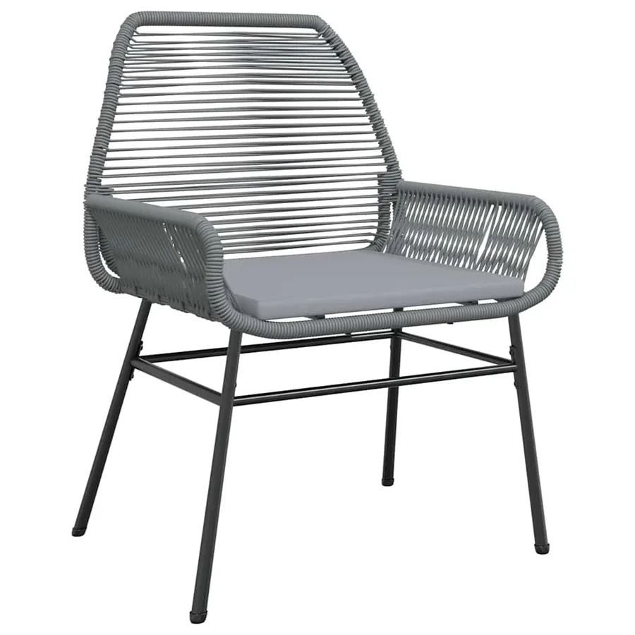 Ensemble à manger jardin coussins 5 pcs gris poly rotin verre - 4