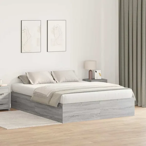 Cadre de lit avec rangement Gris Sonoma 160 x 200 cm