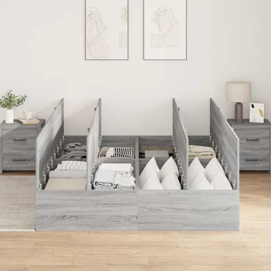 Cadre de lit avec rangement Gris Sonoma 160 x 200 cm - 3