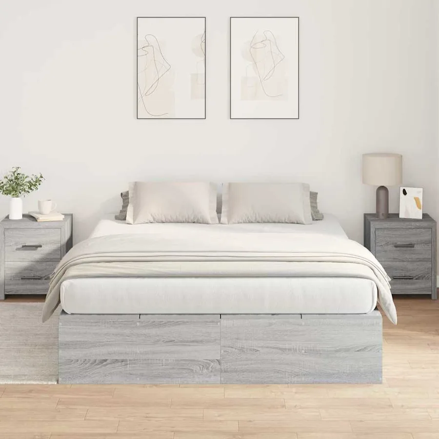 Cadre de lit avec rangement Gris Sonoma 160 x 200 cm - 4