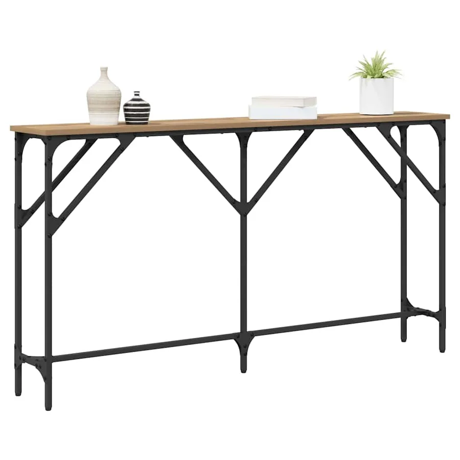Table console chêne artisanal 140 x 23 x 75 cm - 3