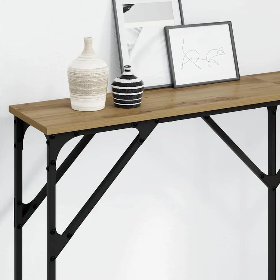 Table console chêne artisanal 140 x 23 x 75 cm - 4
