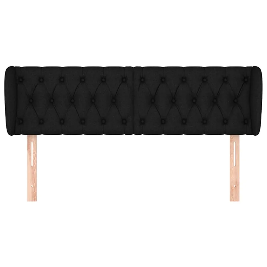 Tête de lit avec oreilles Noir 147x23x78/88 cm Tissu - 3