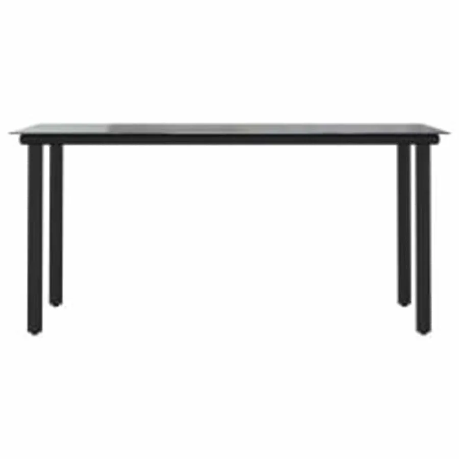 Ensemble à manger de jardin 7pcs noir poly rotin verre - 7