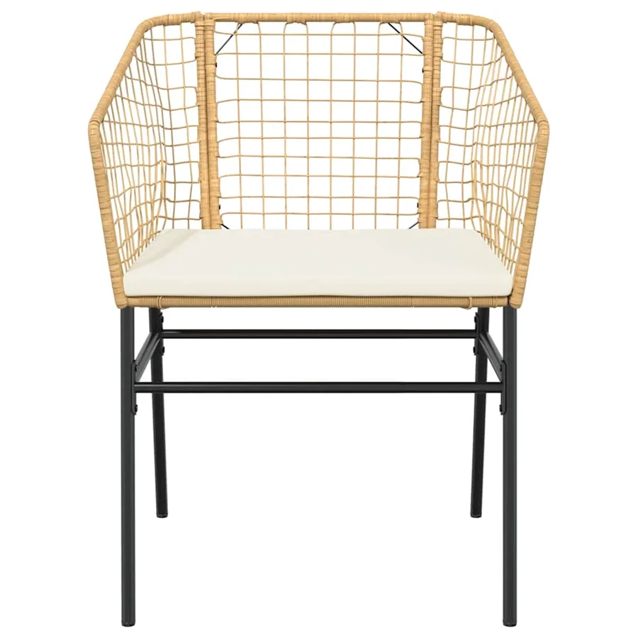 Ensemble à manger jardin coussins 7pcs marron poly rotin verre - 5