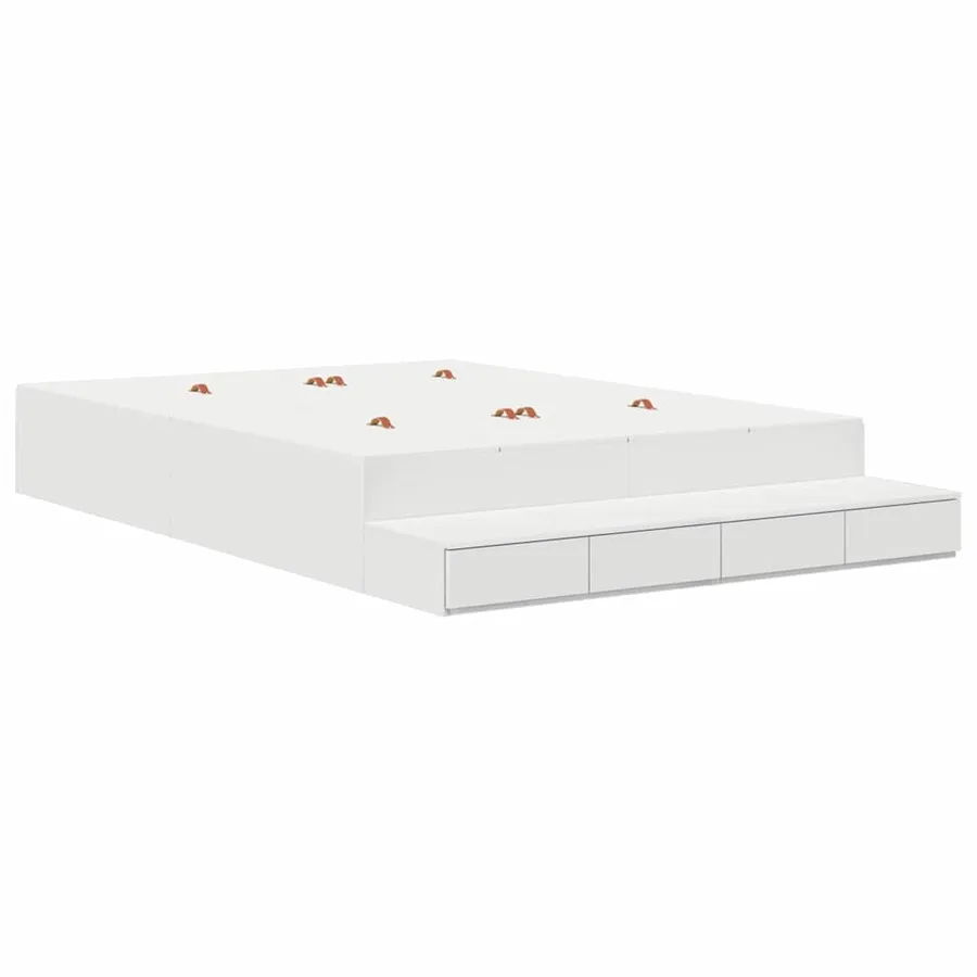 Cadre de lit avec rangement Blanc 140 cm Bois d'ingénierie - 2