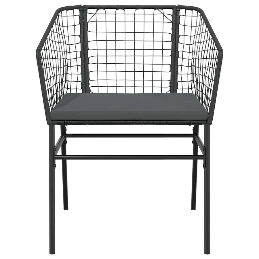 Ensemble à manger de jardin coussins 7pcs noir poly rotin verre - 6