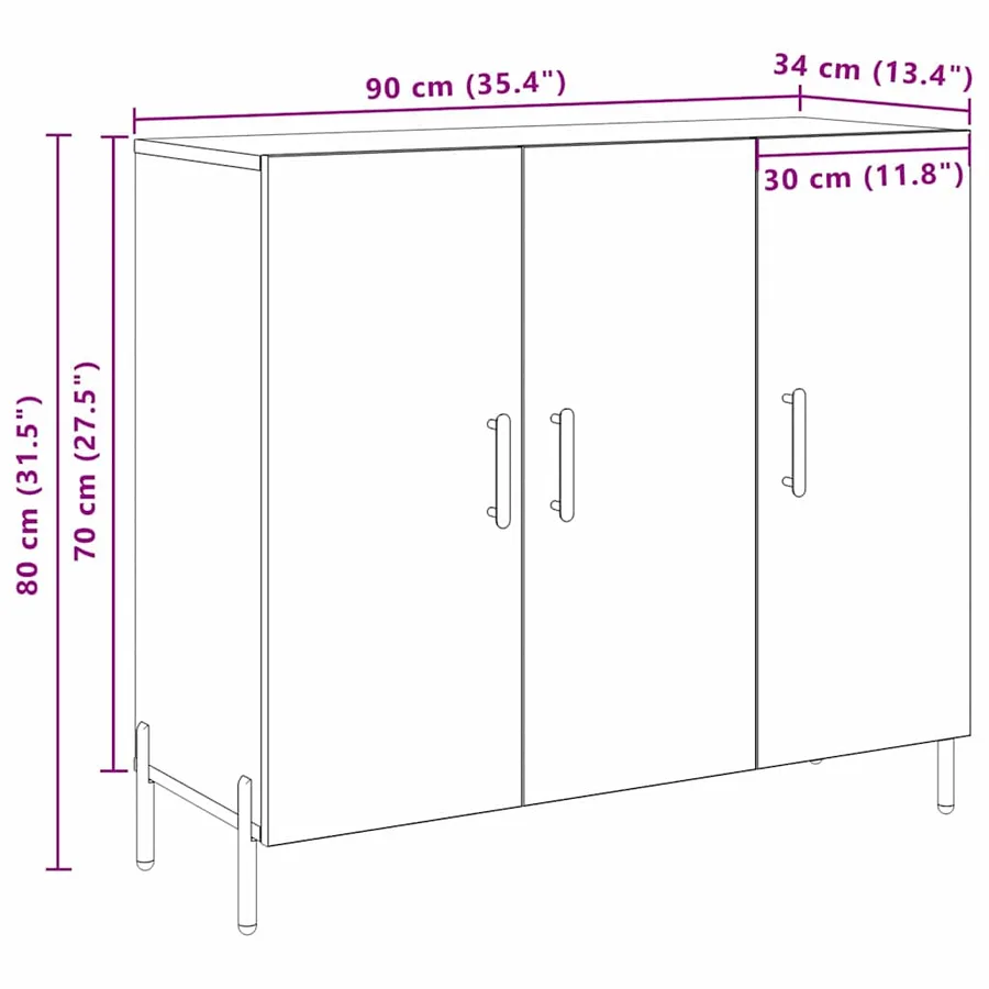 Buffet Chêne artisanal 90 x 34 x 80 cm Bois d'ingénierie - 14