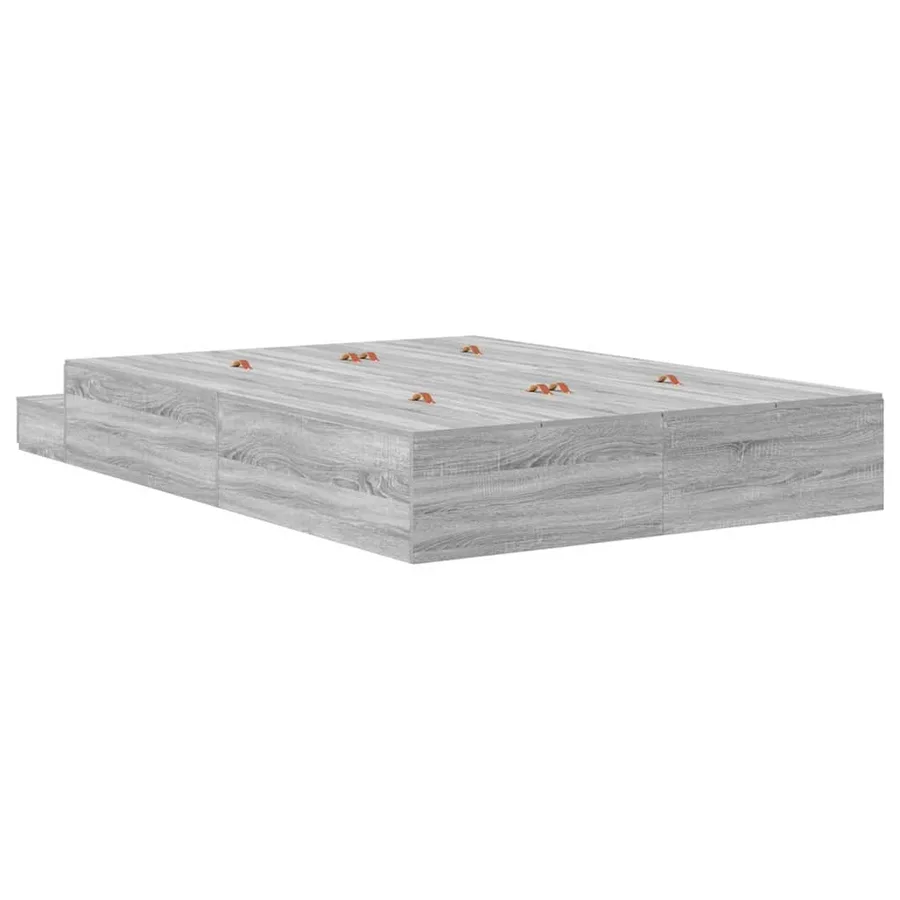 Cadre de lit avec rangement avec tiroir Gris Sonoma 140 cm - 10